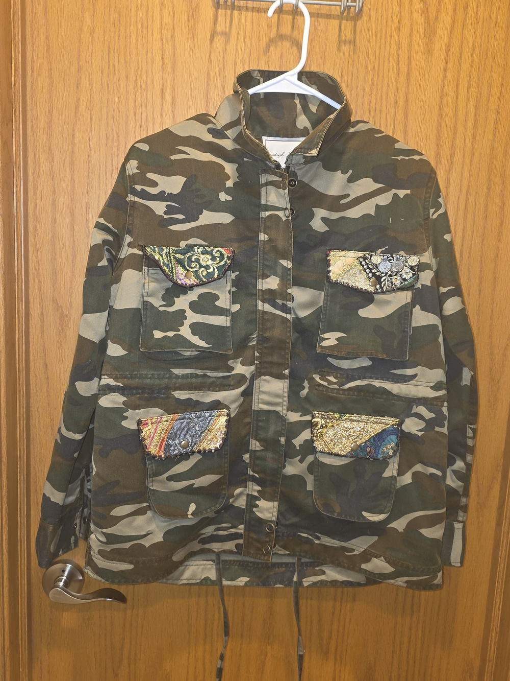 Anthropologie Embellished Camo Utility Jacket - Green